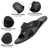 Alpine Swiss Saul Mens Vegan Leather Slide Sandals Dressy Indoor Outdoor Shoes – Black