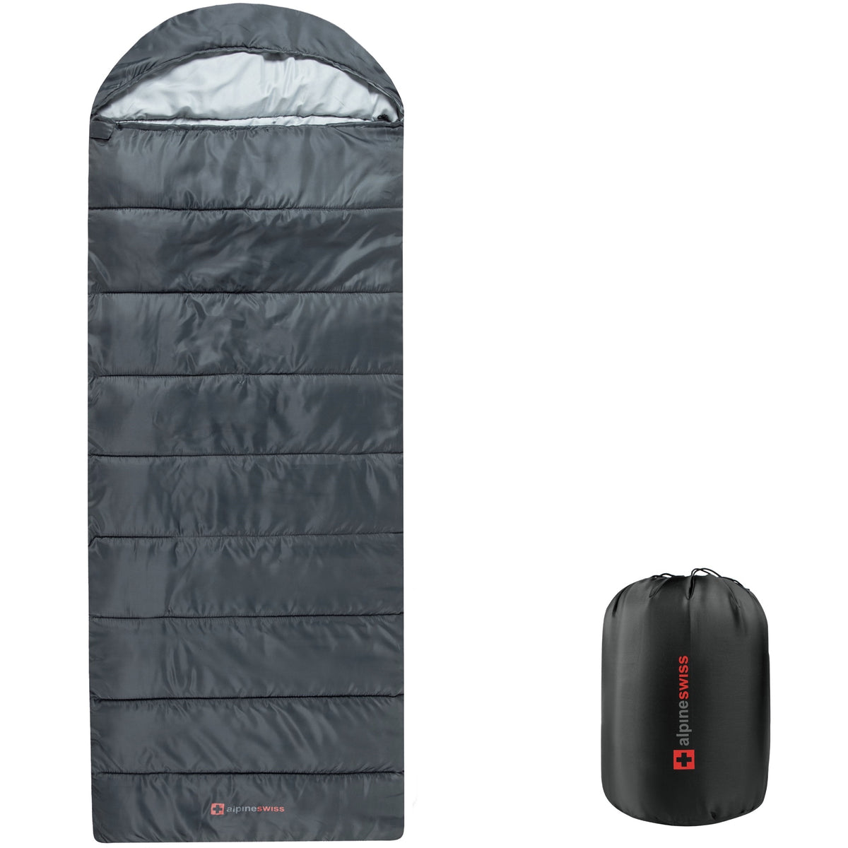 Alpine Swiss Sleeping Bag Adult Waterproof All Season Camping Backpacking Hiking – Gray