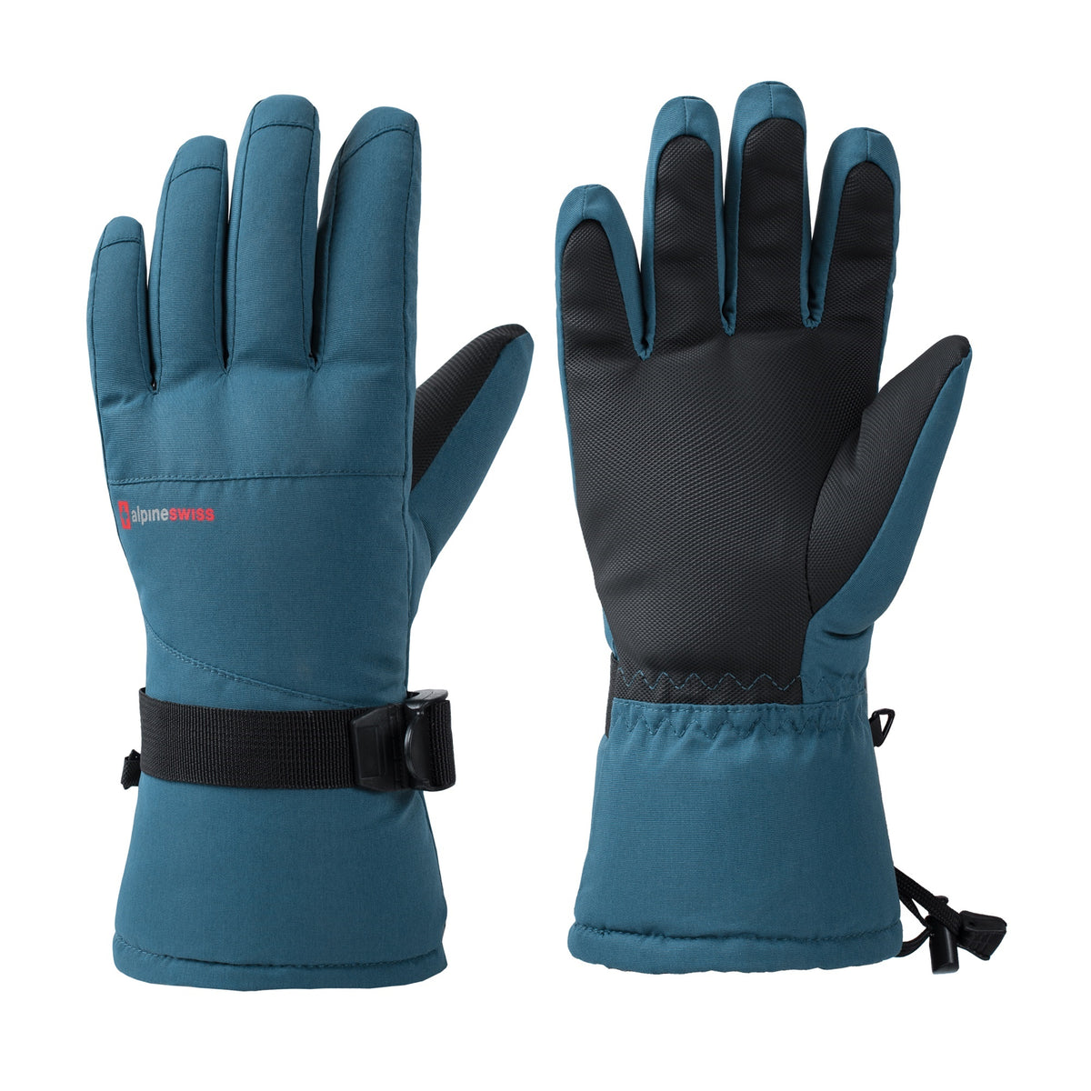 Alpine Swiss Mens Waterproof Gauntlet Ski Gloves Winter Sport Snow Board Windproof – Blue