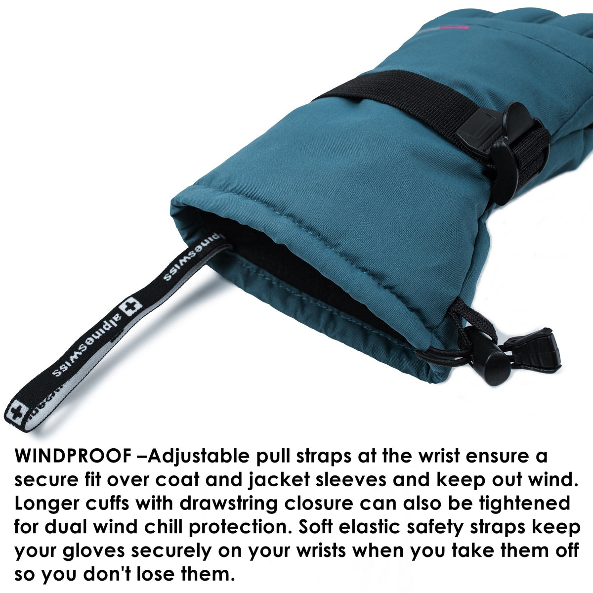 Alpine Swiss Mens Waterproof Gauntlet Ski Gloves Winter Sport Snow Board Windproof – Blue