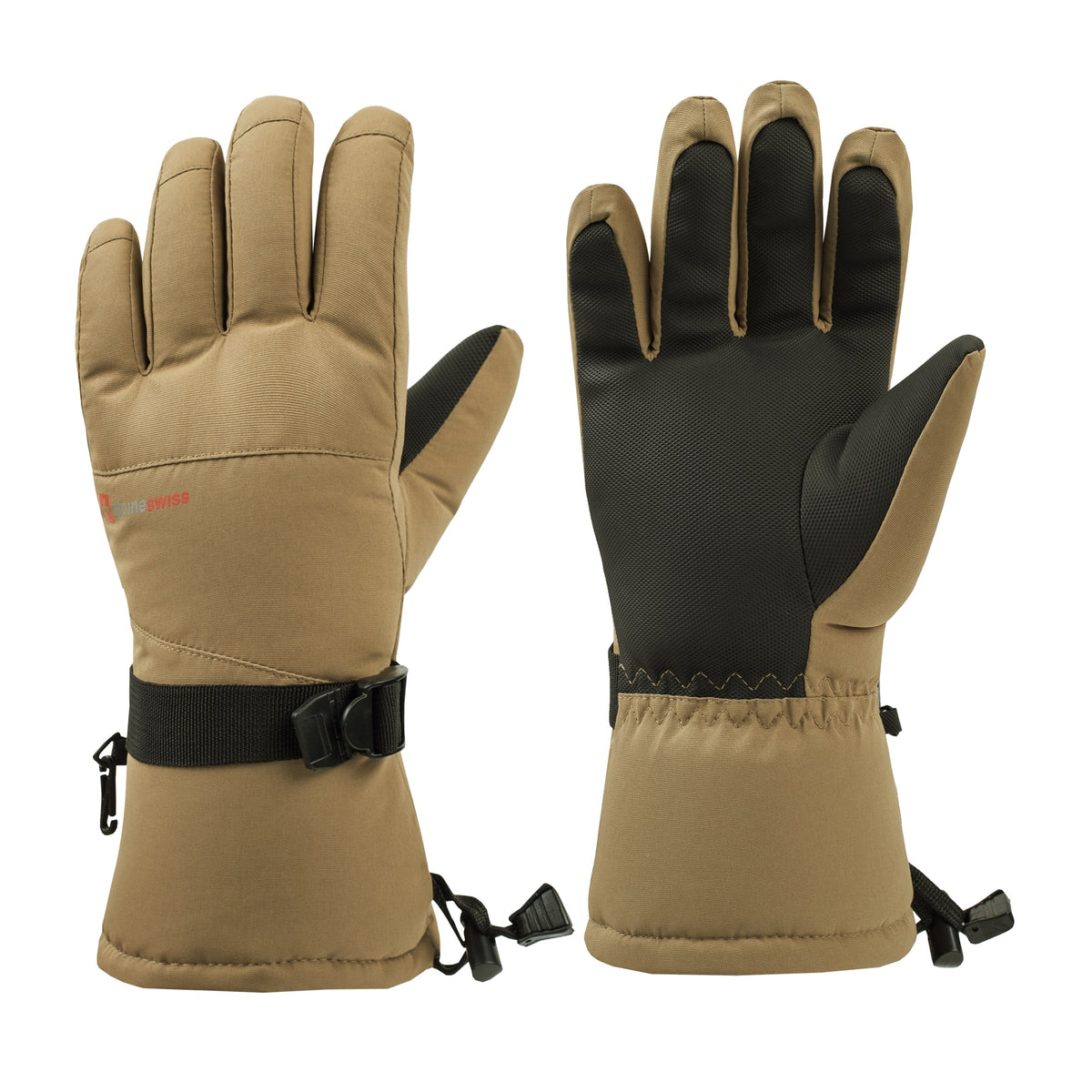 Alpine Swiss Mens Waterproof Gauntlet Ski Gloves Winter Sport Snow Board Windproof – Tan