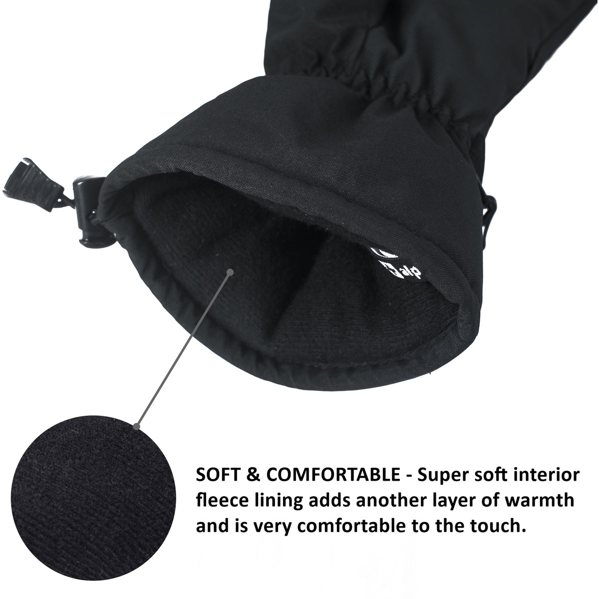 Alpine Swiss Mens Waterproof Gauntlet Ski Gloves Winter Sport Snow Board Windproof – Black