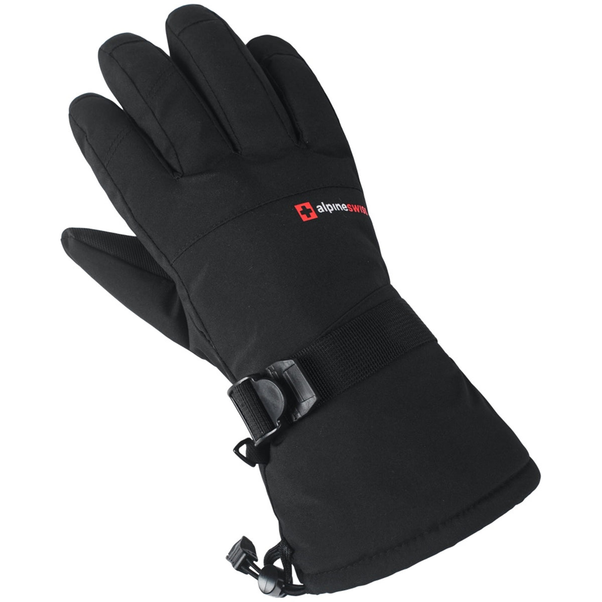 Alpine Swiss Mens Waterproof Gauntlet Ski Gloves Winter Sport Snow Board Windproof – Black