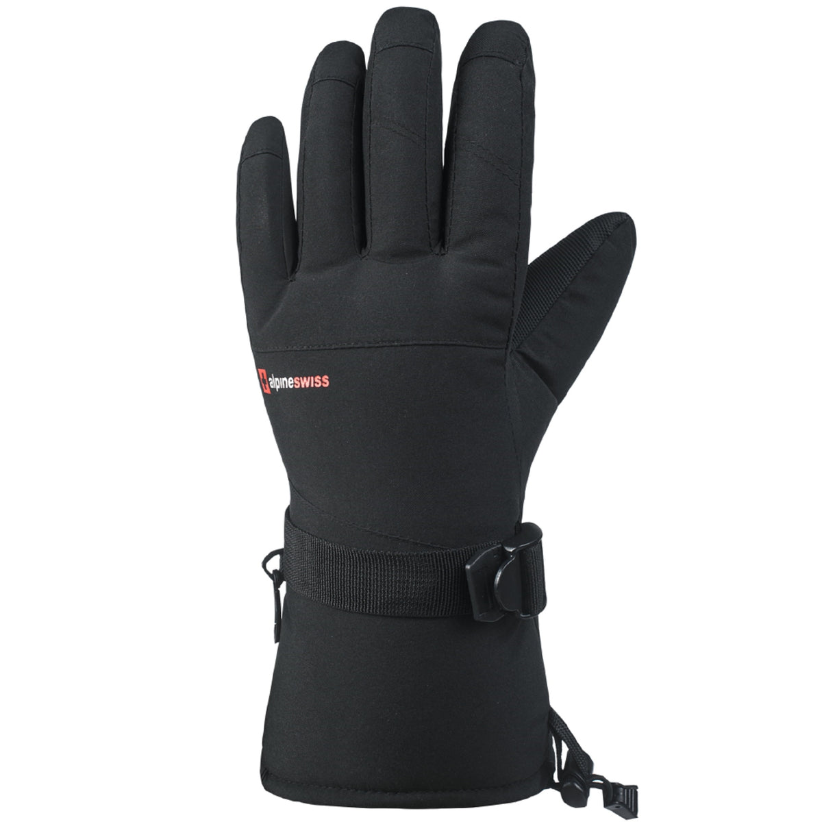 Alpine Swiss Mens Waterproof Gauntlet Ski Gloves Winter Sport Snow Board Windproof – Black
