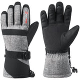 Alpine Swiss Mens Waterproof Gauntlet Ski Gloves Winter Sport Snow Board Windproof – Gray