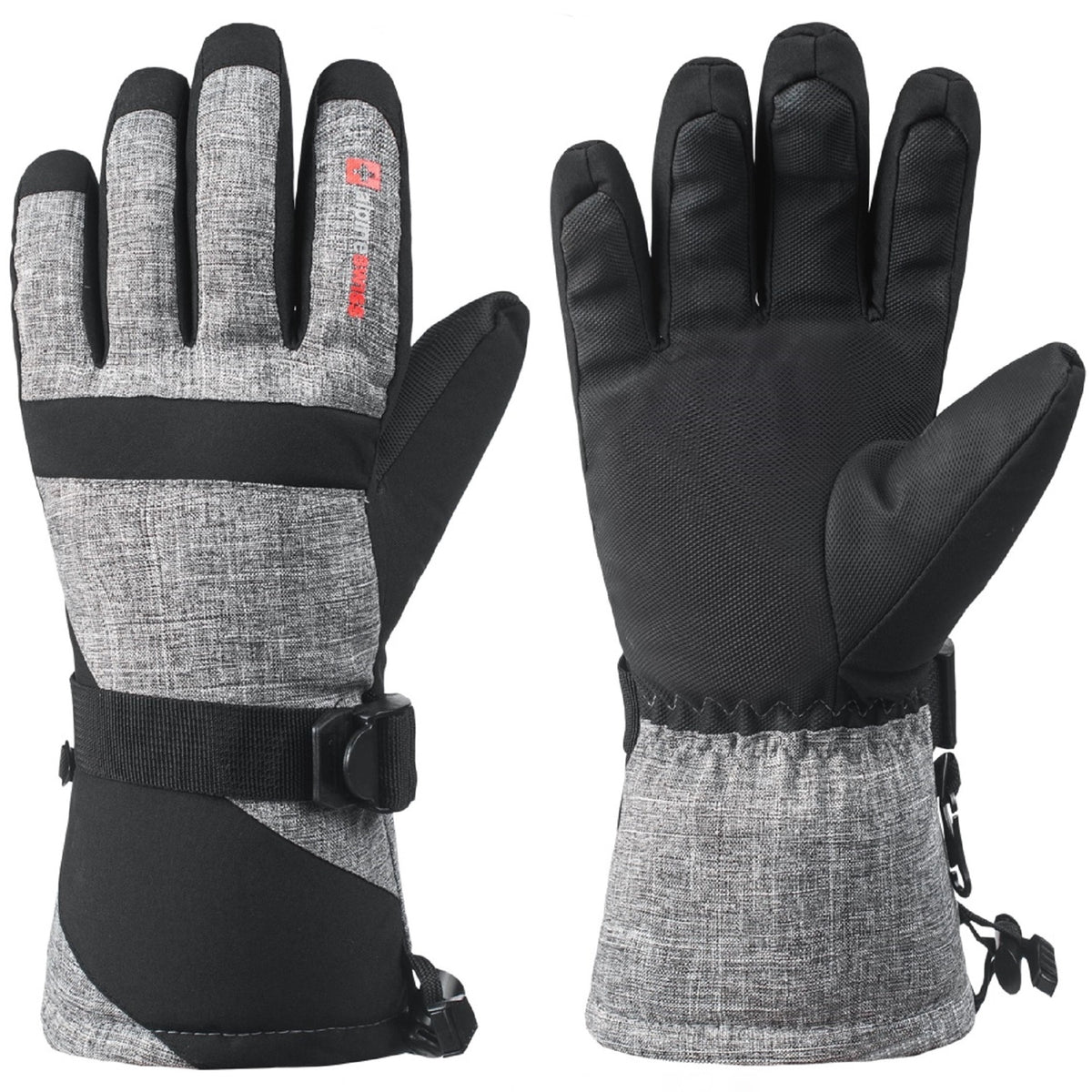 Alpine Swiss Mens Waterproof Gauntlet Ski Gloves Winter Sport Snow Board Windproof – Gray