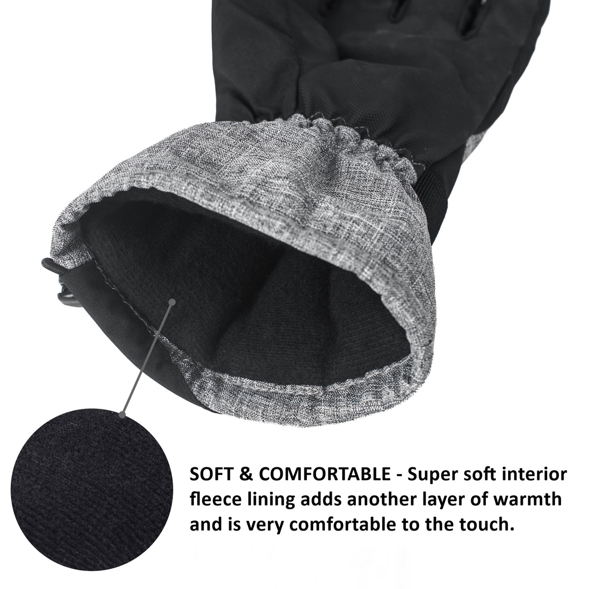 Alpine Swiss Mens Waterproof Gauntlet Ski Gloves Winter Sport Snow Board Windproof – Gray