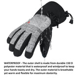 Alpine Swiss Mens Waterproof Gauntlet Ski Gloves Winter Sport Snow Board Windproof – Light Gray