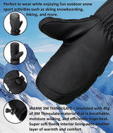 Alpine Swiss Mens Waterproof Snow Gloves Zipper Pockets Winter Sport Mittens – Black Mitten