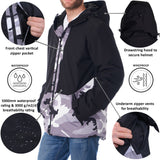 Alpine Swiss Mens Waterproof Ski Jacket Snowboarding Winter Snow Coat Raincoat – Black White Camo