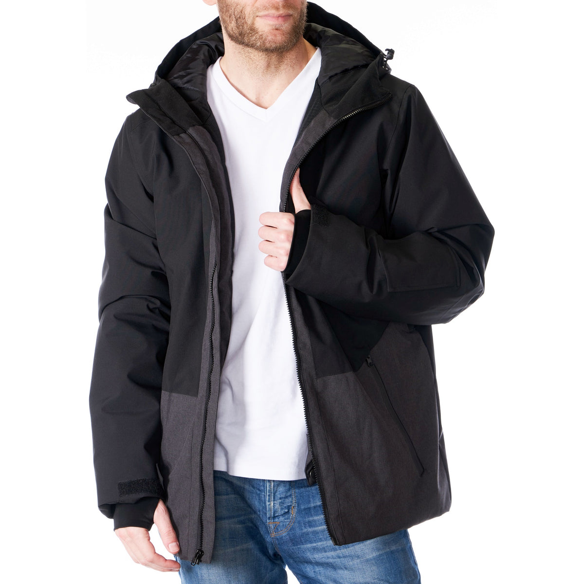 Alpine Swiss Mens Waterproof Ski Jacket Snowboarding Winter Snow Coat Raincoat – Black Charcoal
