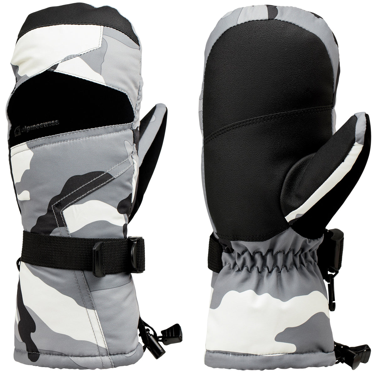 Alpine Swiss Mens Waterproof Ski Mittens 3M Thinsulate Winter Snow Sport Gloves – Camo
