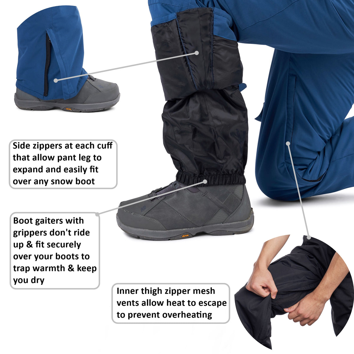 Alpine Swiss Mens Insulated Snow Bib Overalls Waterproof Ski Snowboard Pants – Blue