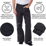 Alpine Swiss Mens Waterproof Ski Snowboarding Pants Insulated Winter Snow Pants – Black