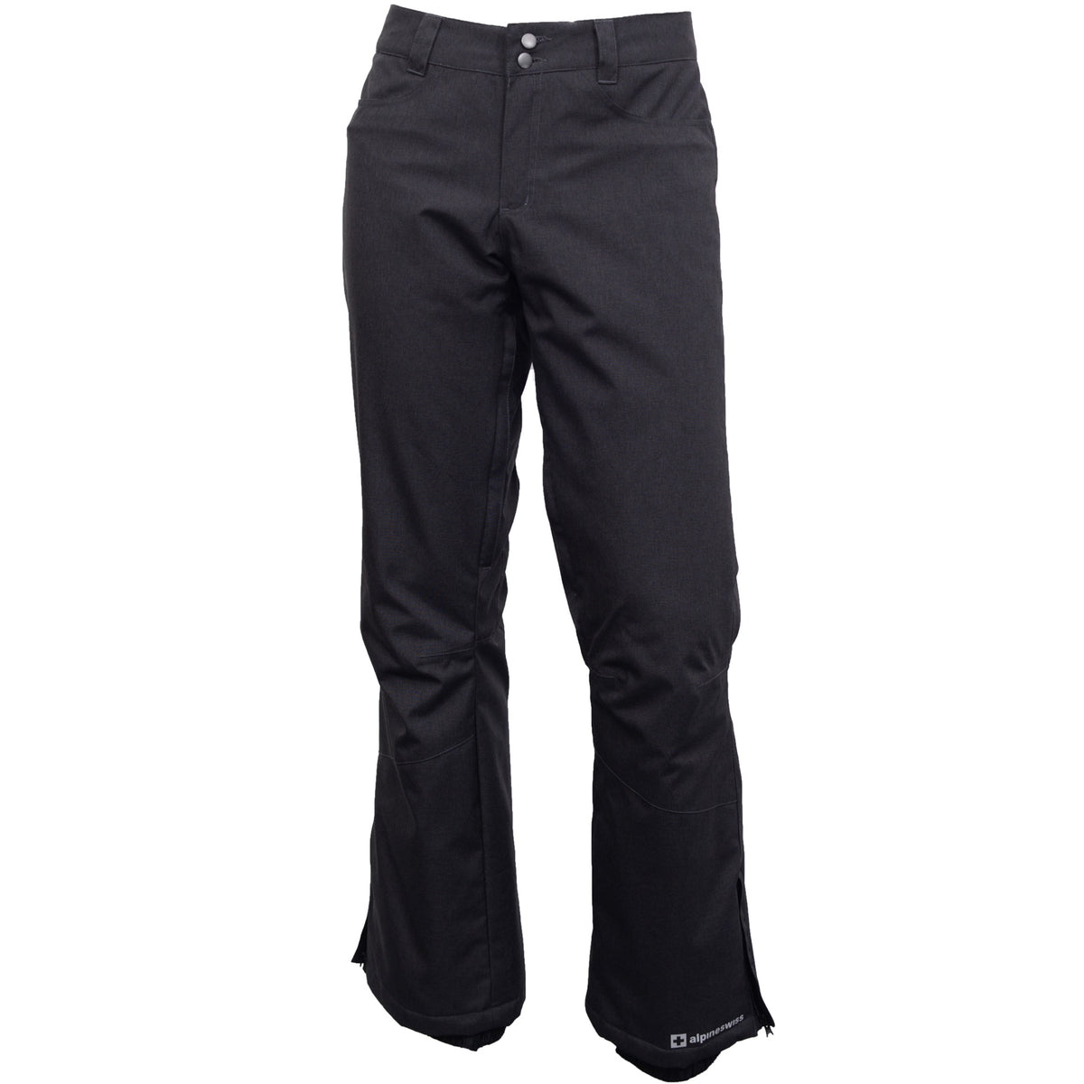 Alpine Swiss Mens Waterproof Ski Snowboarding Pants Insulated Winter Snow Pants – Black