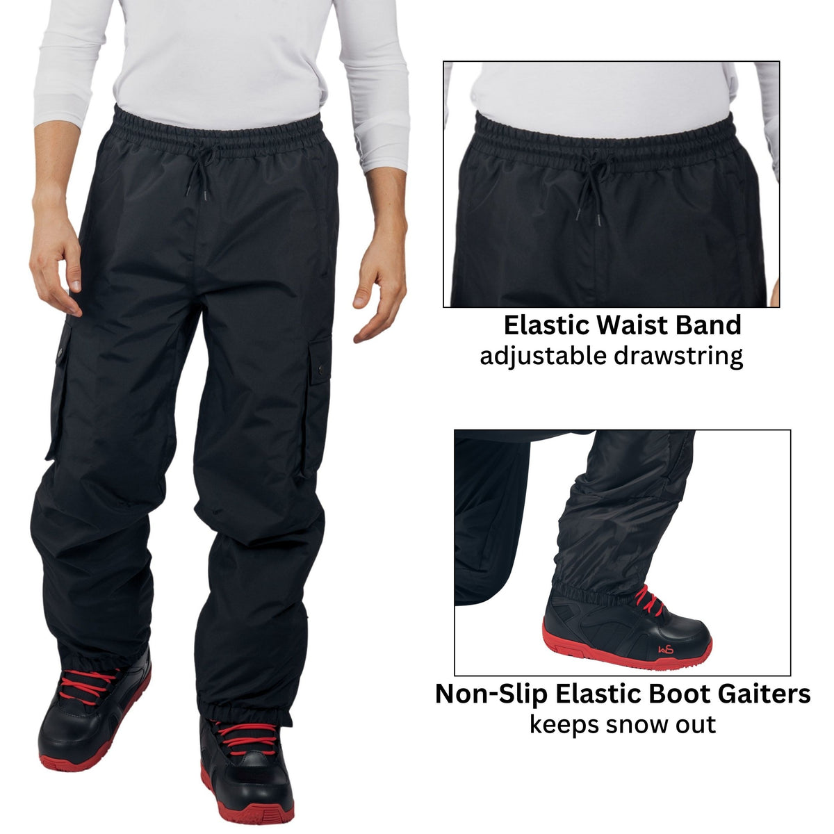 Alpine Swiss Mens Snow Pants 10K Waterproof Insulated Snowboard & Ski Pants – Black