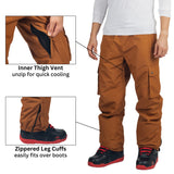 Alpine Swiss Mens Snow Pants 10K Waterproof Insulated Snowboard & Ski Pants – Tan