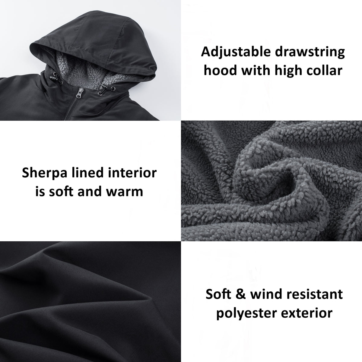 Alpine Swiss Mens Sherpa Lined Parka Hooded Winter Coat Cargo Utility Jacket – Black