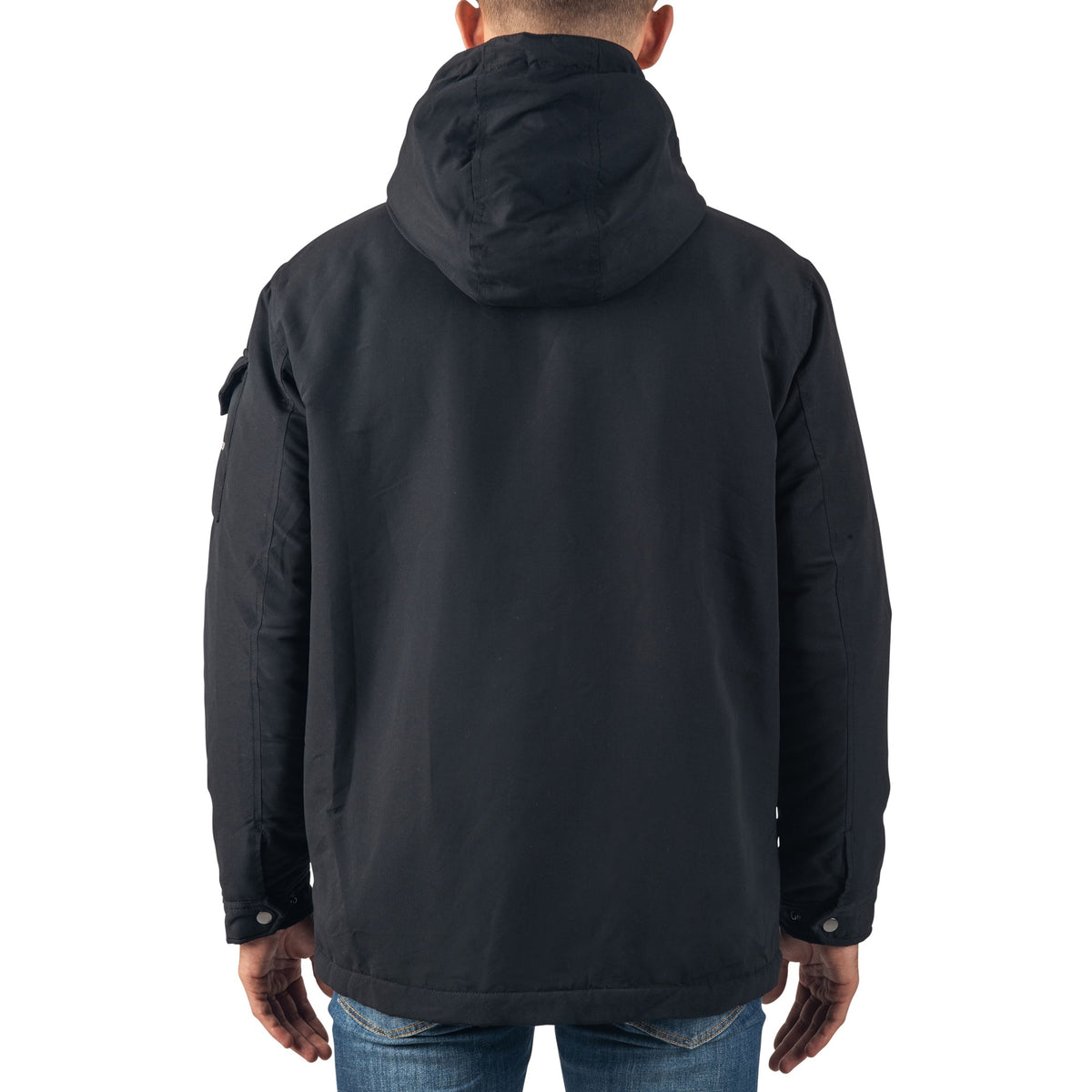 Alpine Swiss Mens Sherpa Lined Parka Hooded Winter Coat Cargo Utility Jacket – Black