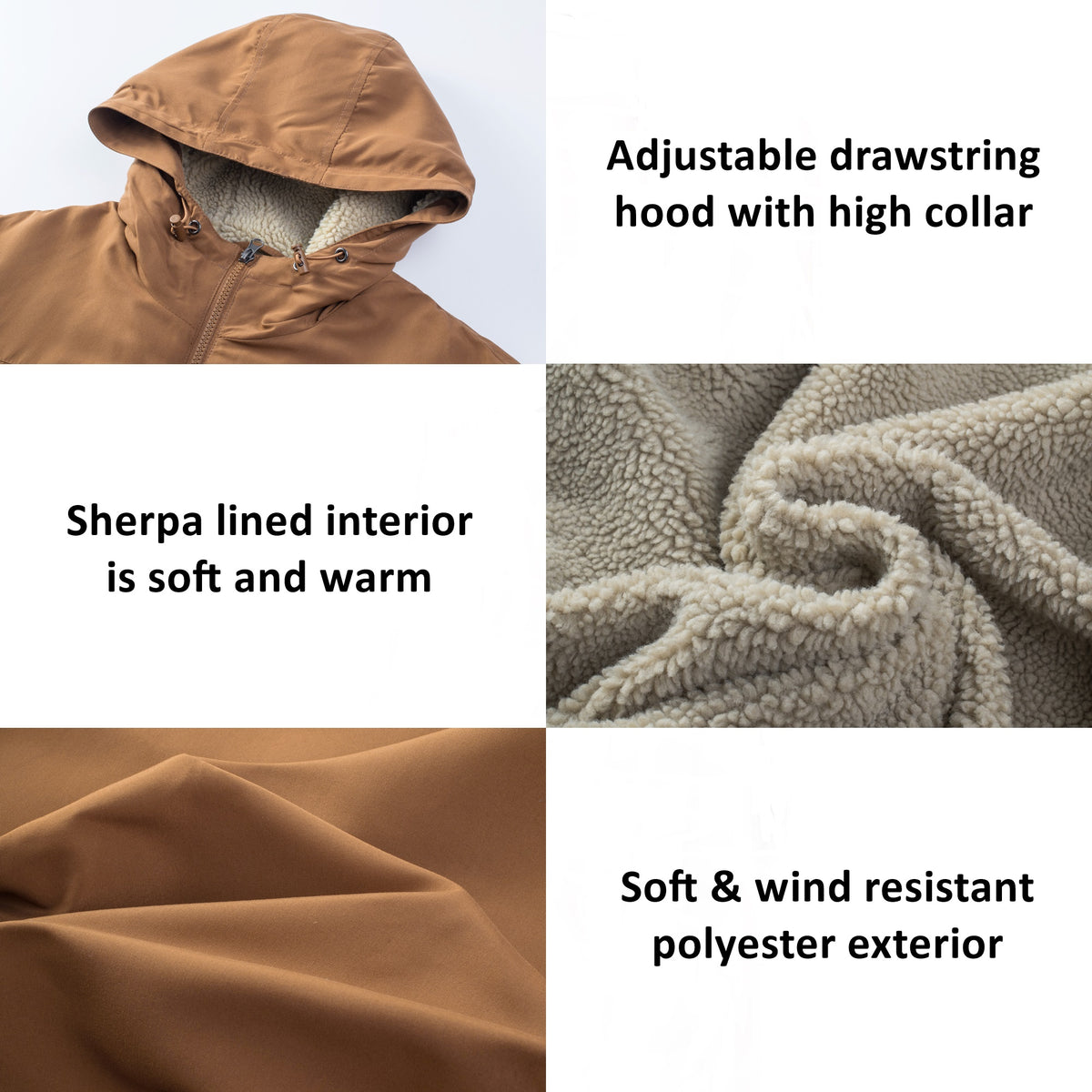 Alpine Swiss Mens Sherpa Lined Parka Hooded Winter Coat Cargo Utility Jacket – Tan