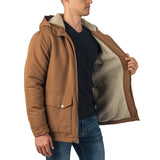 Alpine Swiss Mens Sherpa Lined Parka Hooded Winter Coat Cargo Utility Jacket – Tan