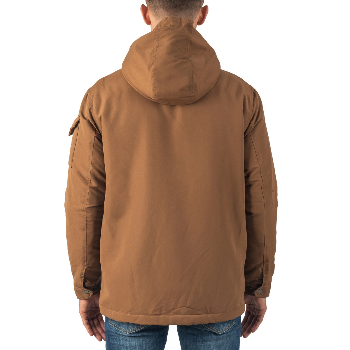 Alpine Swiss Mens Sherpa Lined Parka Hooded Winter Coat Cargo Utility Jacket – Tan