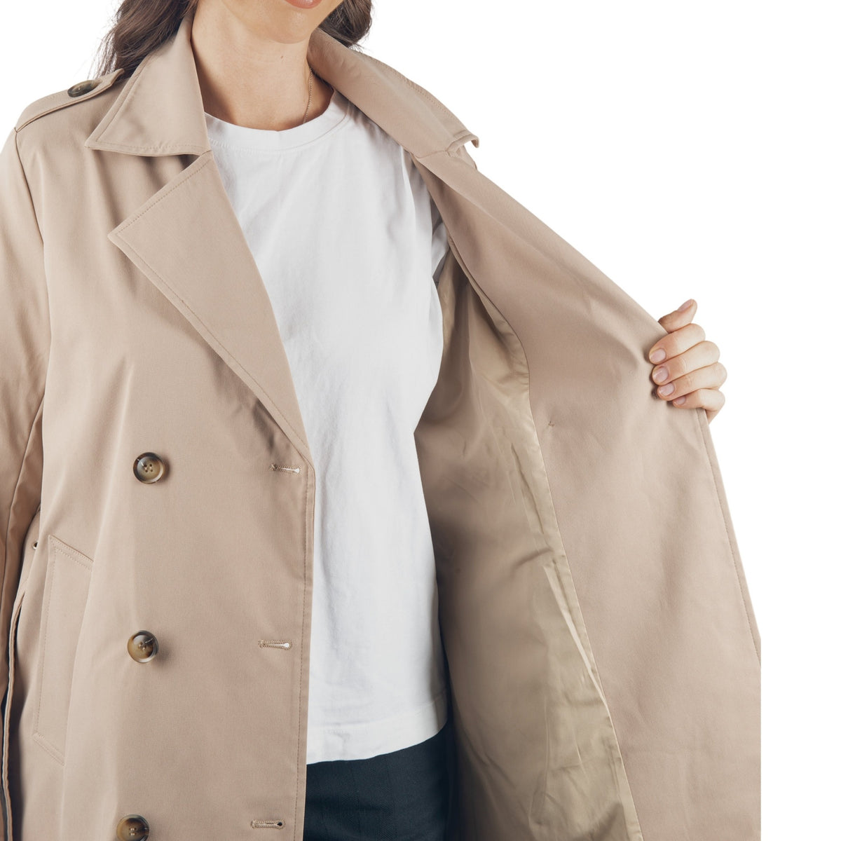 Alpine Swiss Siena Women Rain Jacket Waterproof Trench Coat Lightweight Raincoat – Khaki