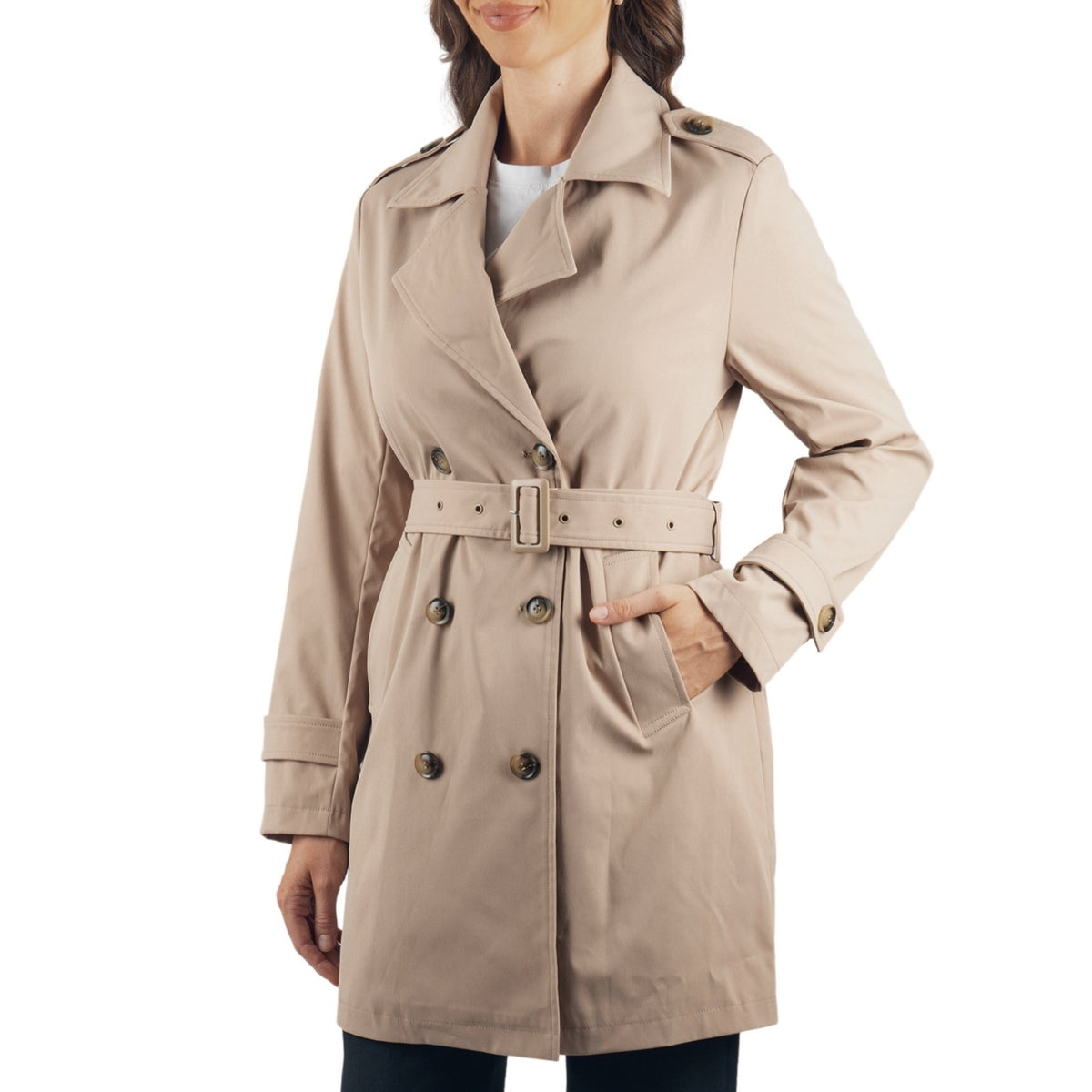 Alpine Swiss Siena Women Rain Jacket Waterproof Trench Coat Lightweight Raincoat – Khaki