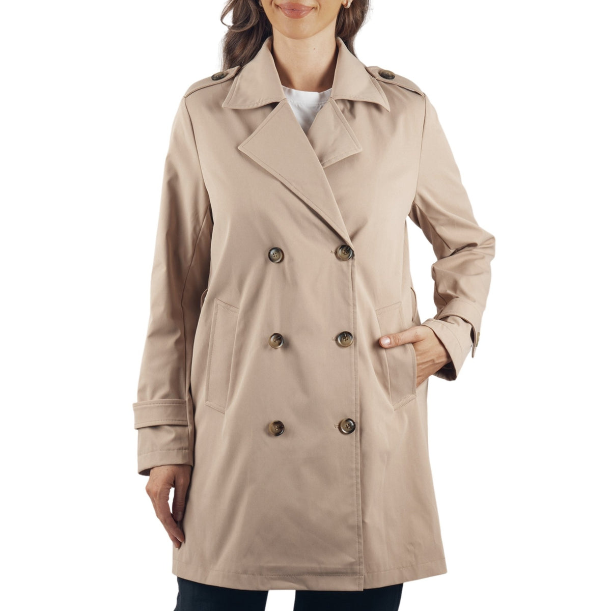 Alpine Swiss Siena Women Rain Jacket Waterproof Trench Coat Lightweight Raincoat – Khaki