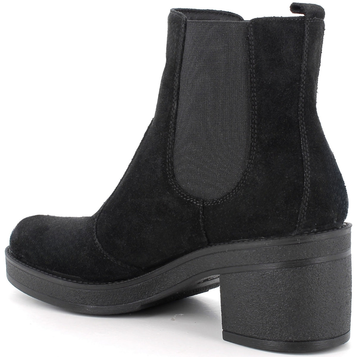 Alpine Swiss Womens Suede Chelsea Boots Made in Italy Block Heel Ankle Booties – Black