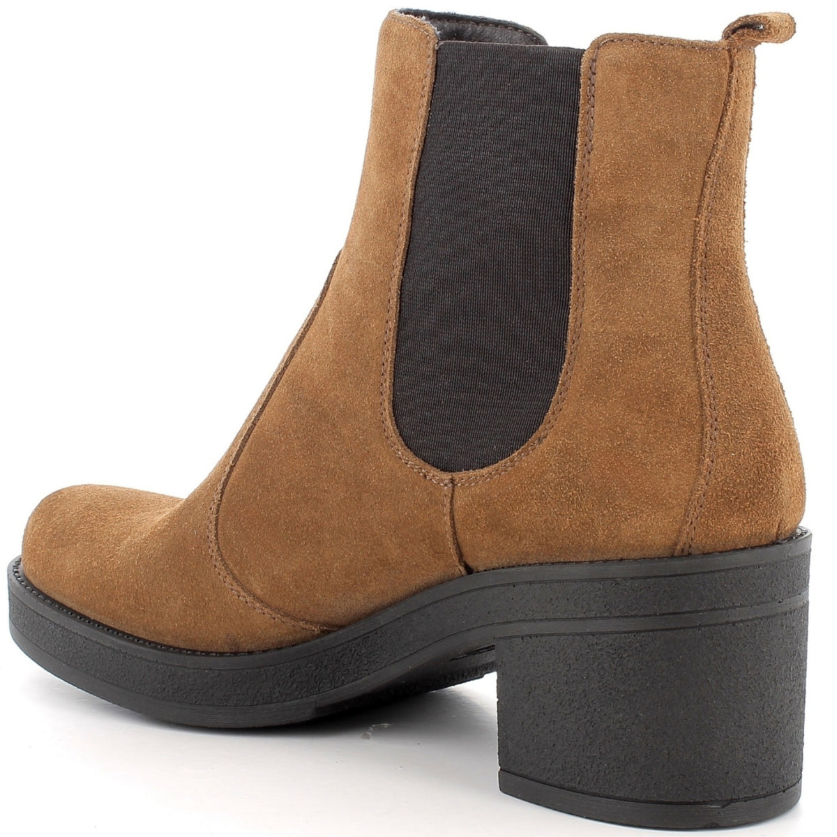 Alpine Swiss Womens Suede Chelsea Boots Made in Italy Block Heel Ankle Booties – Cognac