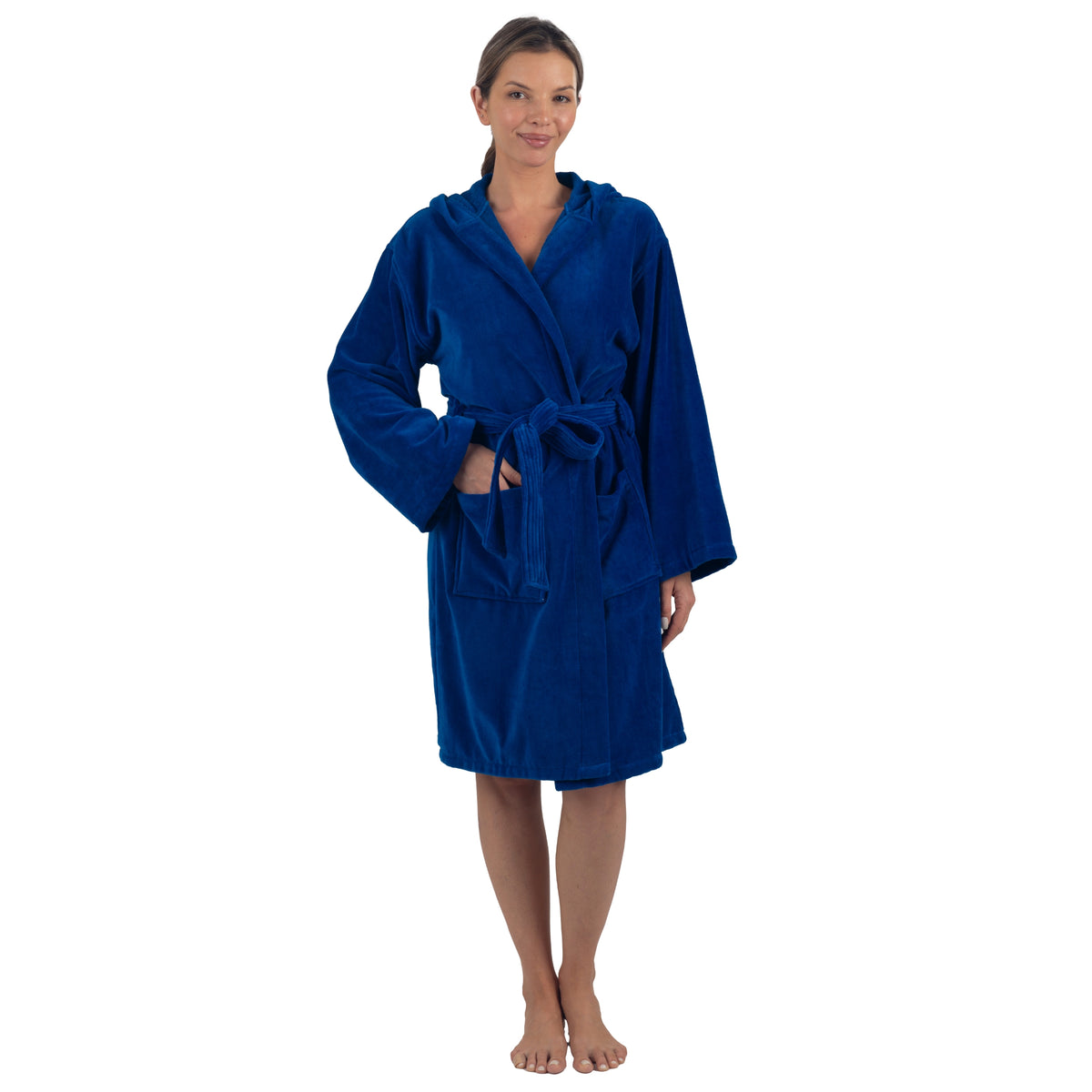 Alpine Swiss Stacy Women Hooded Bathrobe Cotton Terry Cloth Robe for Women Super – Blue