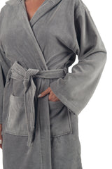 Alpine Swiss Stacy Women Hooded Bathrobe Cotton Terry Cloth Robe for Women Super – Gray
