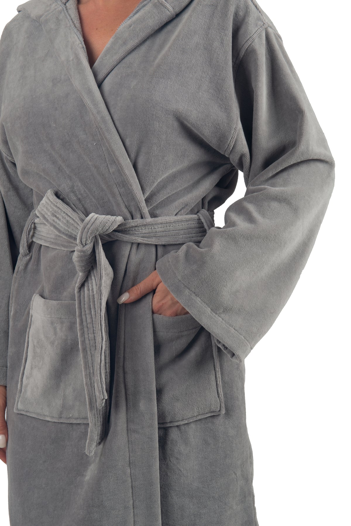Alpine Swiss Stacy Women Hooded Bathrobe Cotton Terry Cloth Robe for Women Super – Gray