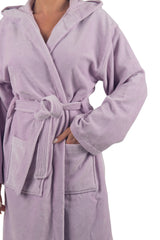 Alpine Swiss Stacy Women Hooded Bathrobe Cotton Terry Cloth Robe for Women Super – Lilac
