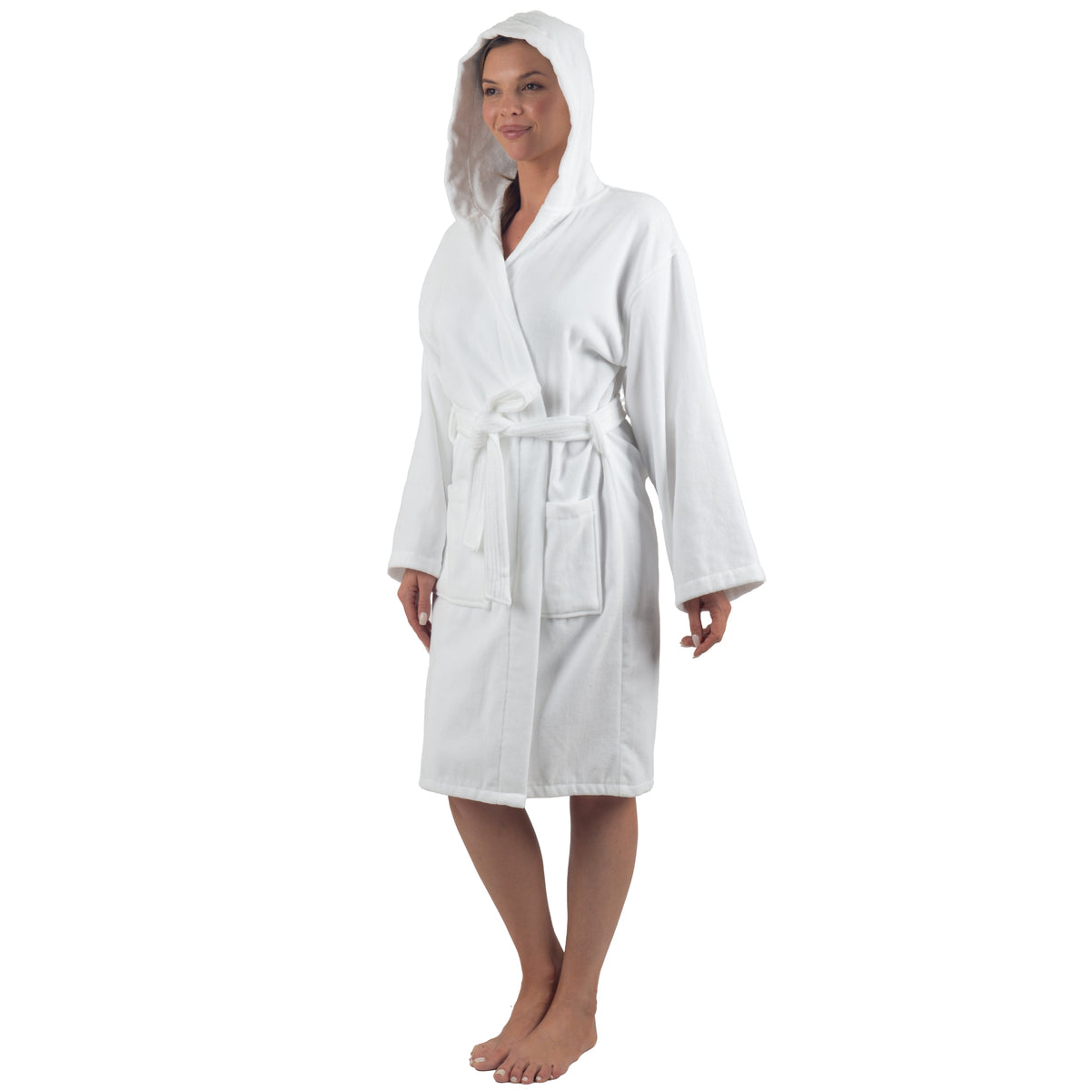 Alpine Swiss Stacy Women Hooded Bathrobe Cotton Terry Cloth Robe for Women Super – White