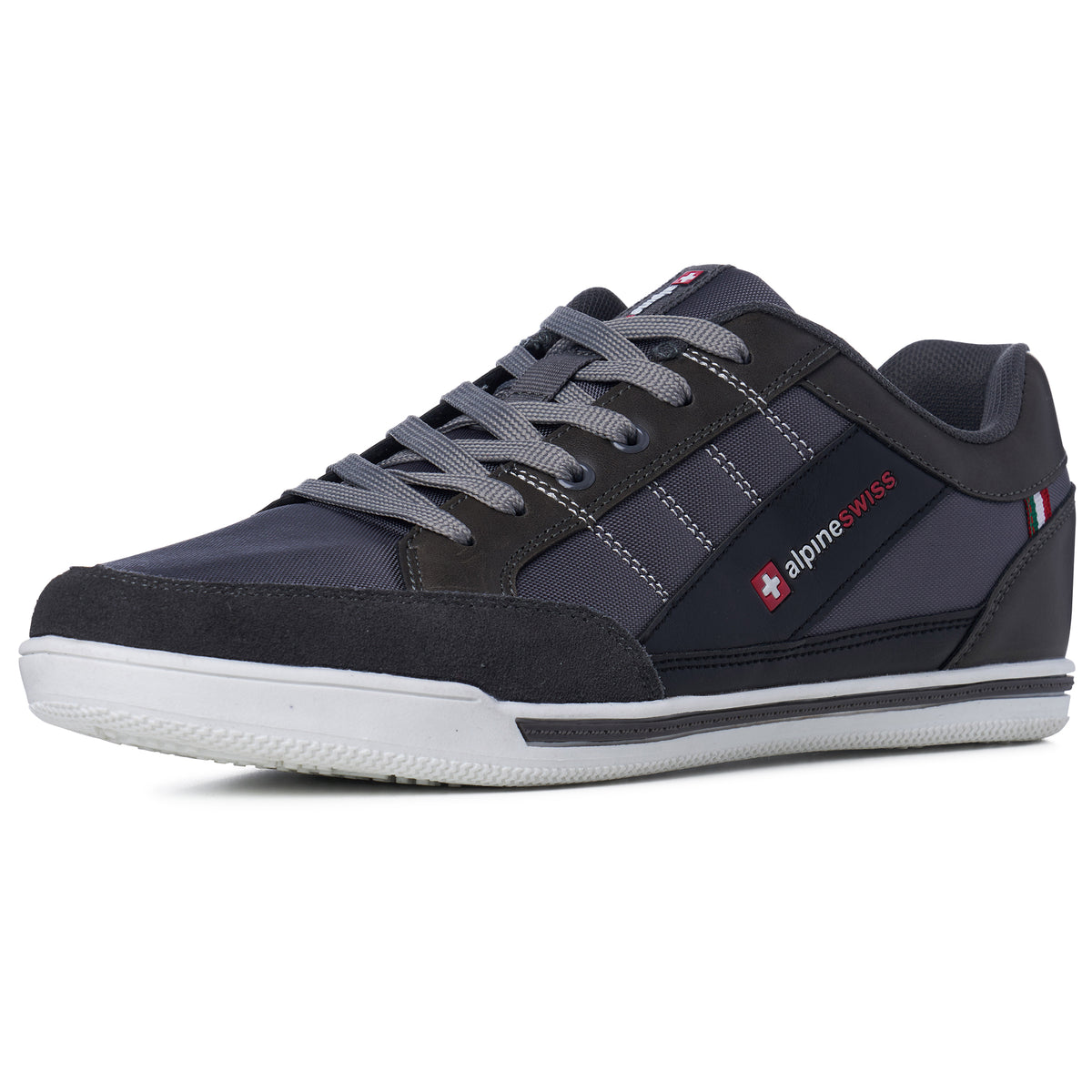Alpine Swiss Mens Retro Sneakers Euro Vintage Inspired Low Top Shoes Suede Trim – Gray