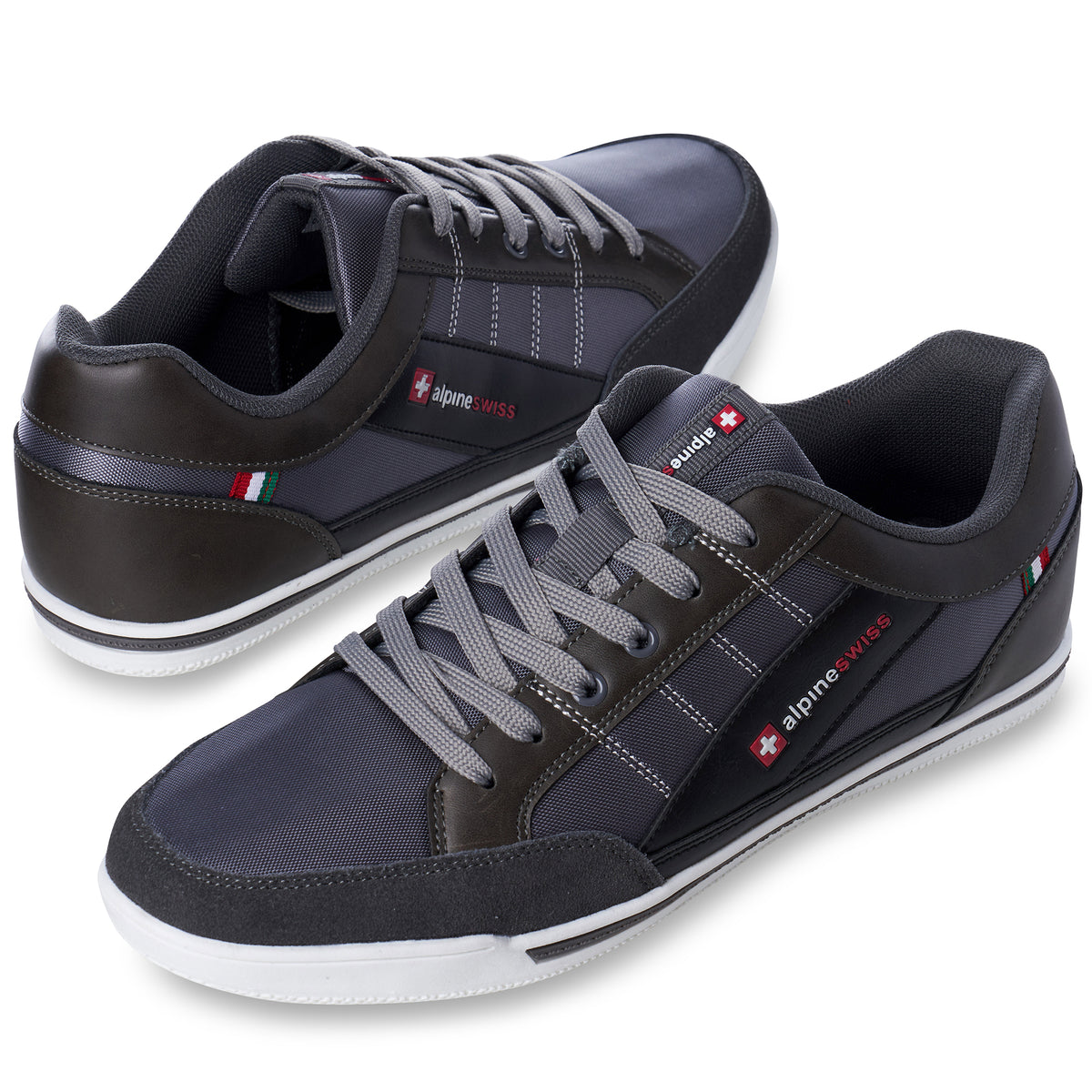 Alpine Swiss Mens Retro Sneakers Euro Vintage Inspired Low Top Shoes Suede Trim – Gray
