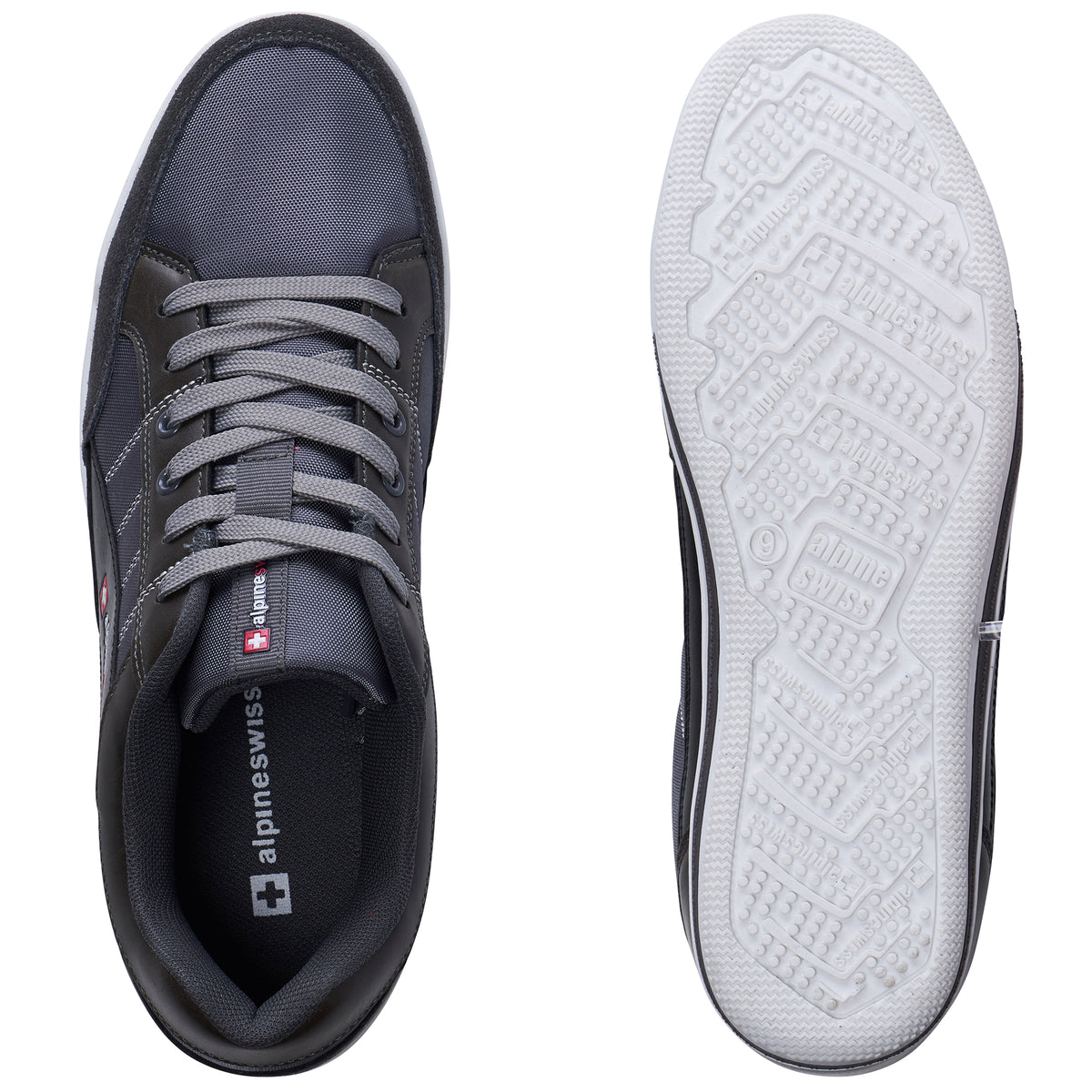 Alpine Swiss Mens Retro Sneakers Euro Vintage Inspired Low Top Shoes Suede Trim – Gray