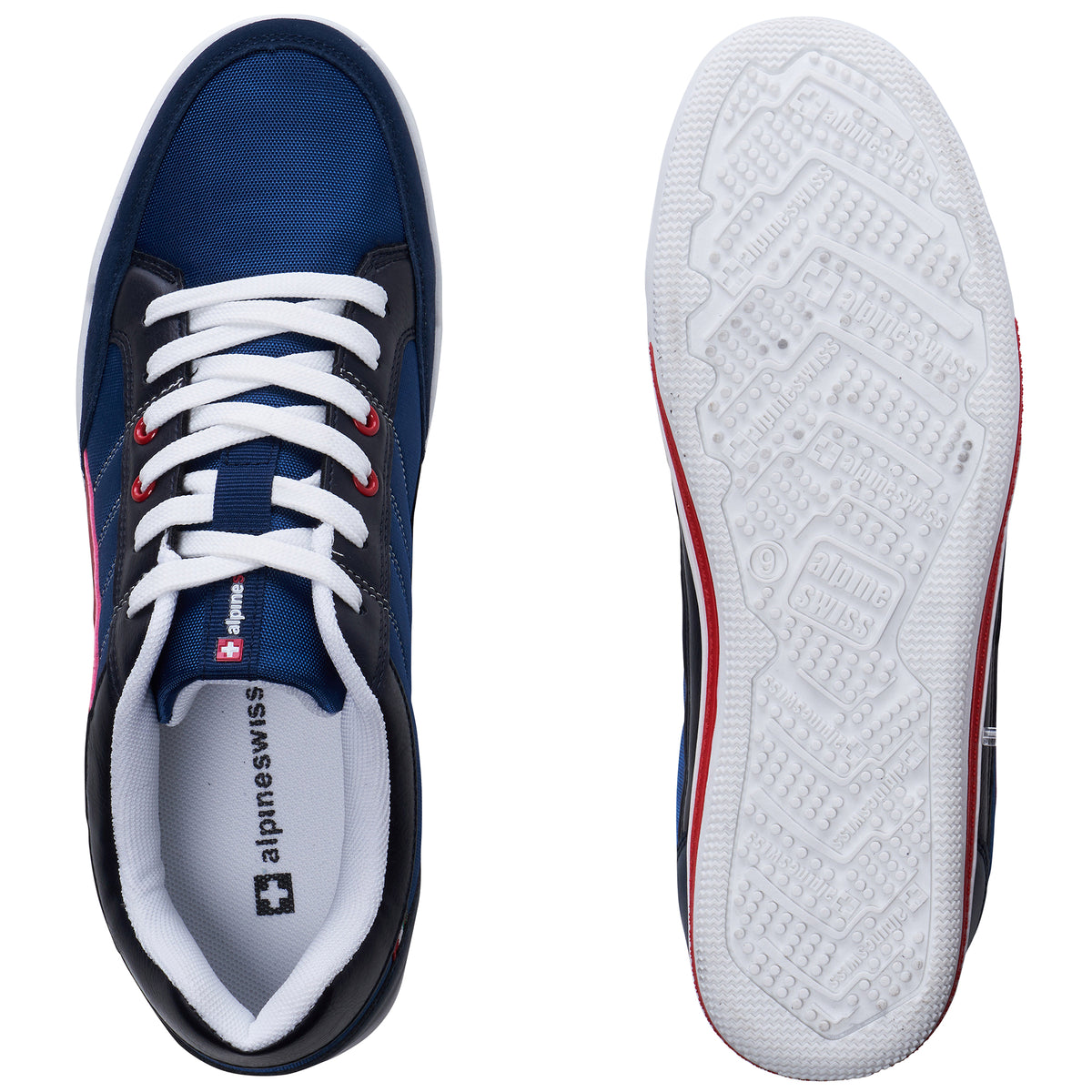 Alpine Swiss Mens Retro Sneakers Euro Vintage Inspired Low Top Shoes Suede Trim – Navy