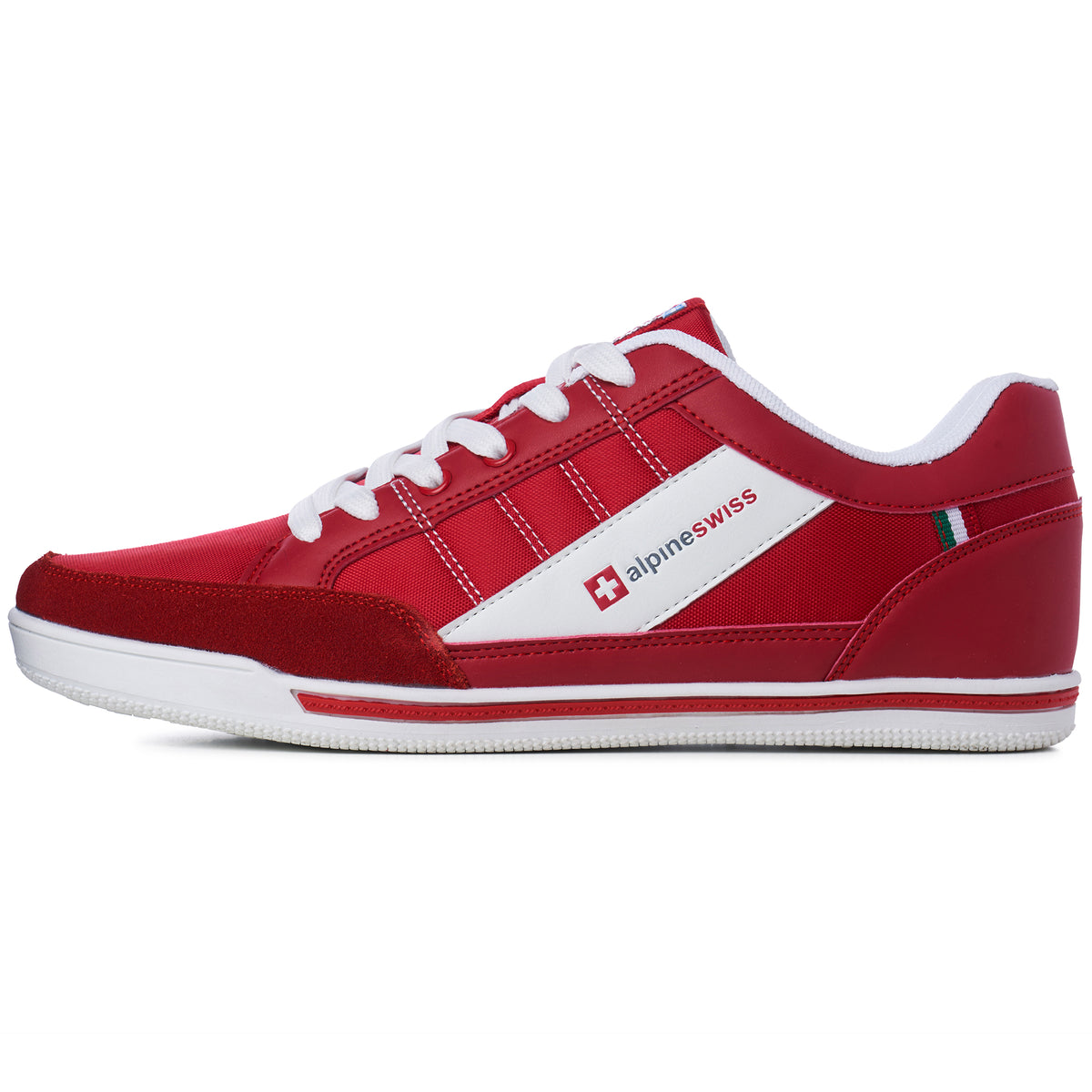 Alpine Swiss Mens Retro Sneakers Euro Vintage Inspired Low Top Shoes Suede Trim – Red