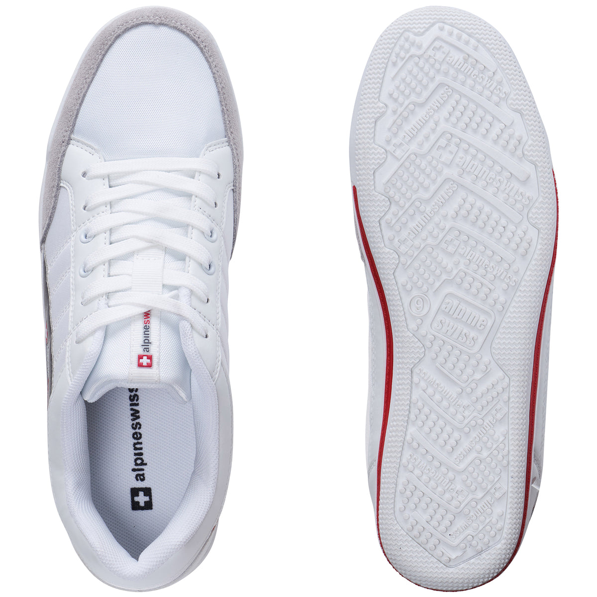 Alpine Swiss Mens Retro Sneakers Euro Vintage Inspired Low Top Shoes Suede Trim – White