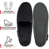 Alpine Swiss Wide Mens Slippers Steve Moccasin House Shoes Memory Foam Insole – Black