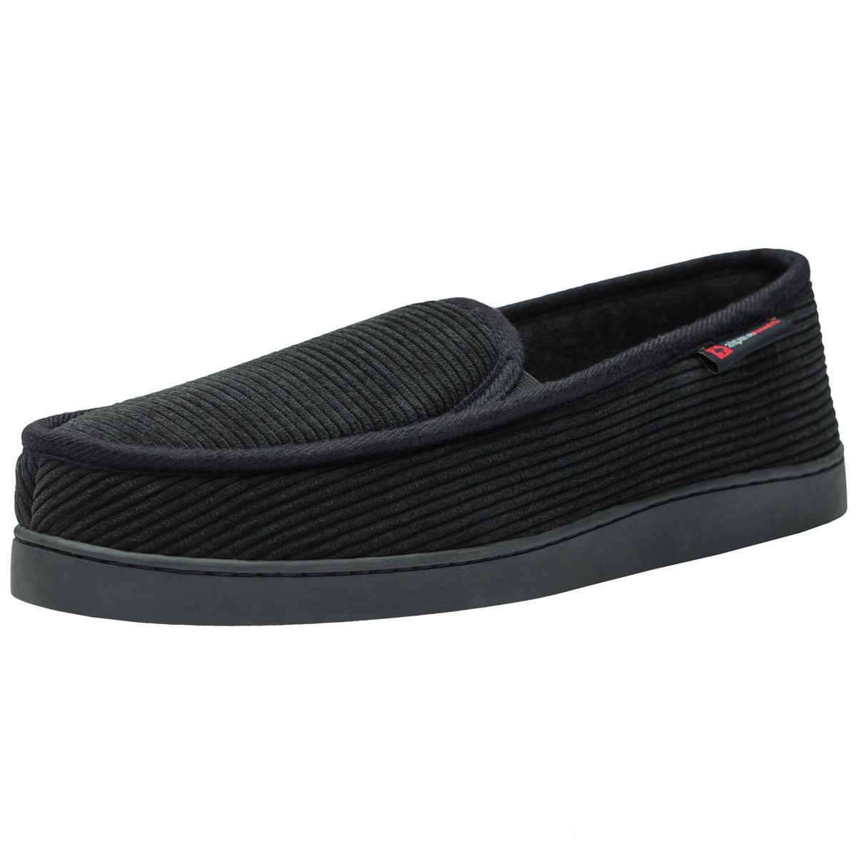 Alpine Swiss Wide Mens Slippers Steve Moccasin House Shoes Memory Foam Insole – Black