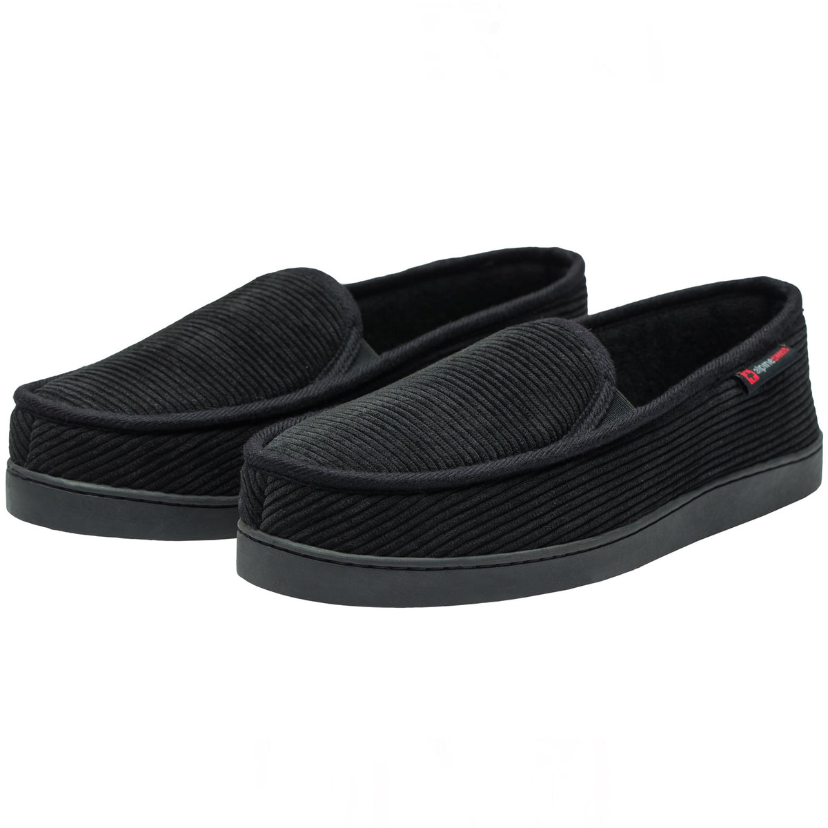 Alpine Swiss Wide Mens Slippers Steve Moccasin House Shoes Memory Foam Insole – Black