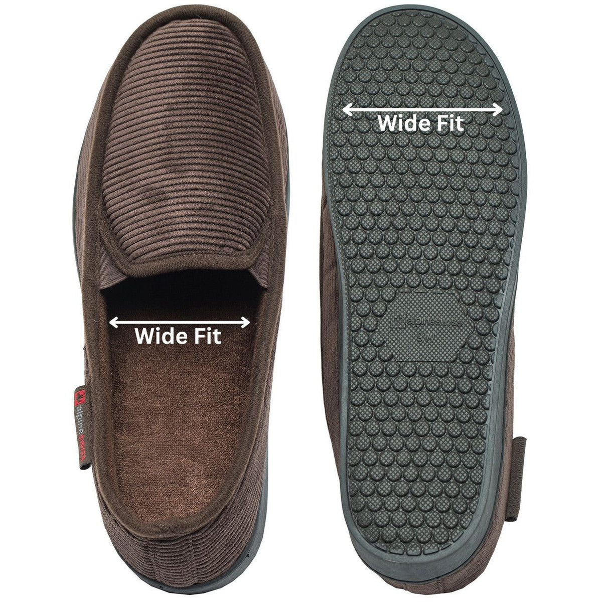 Alpine Swiss Wide Mens Slippers Steve Moccasin House Shoes Memory Foam Insole – Brown