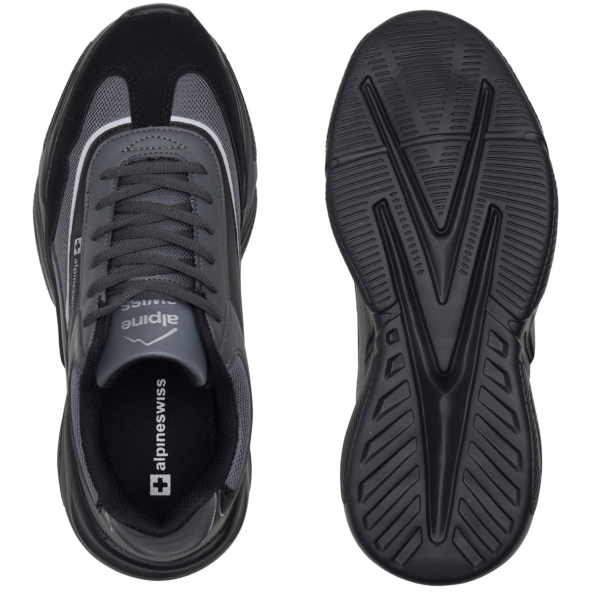 Alpine Swiss Stuart Mens Chunky Sneakers Retro Platform Dad Tennis Shoes – Black