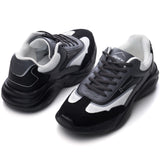 Alpine Swiss Stuart Mens Chunky Sneakers Retro Platform Dad Tennis Shoes – Black Gray