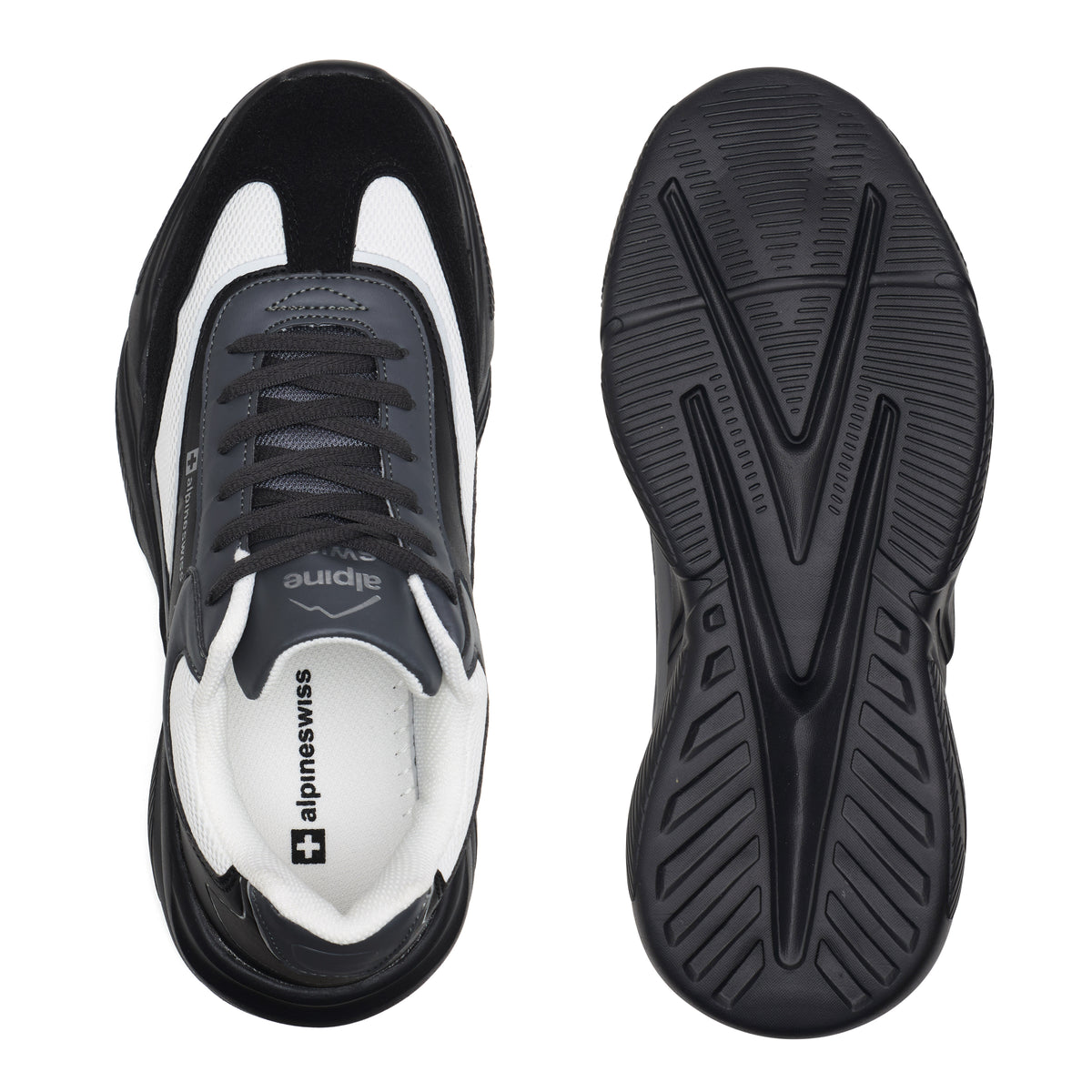 Alpine Swiss Stuart Mens Chunky Sneakers Retro Platform Dad Tennis Shoes – Black Gray