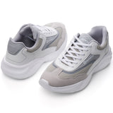 Alpine Swiss Stuart Mens Chunky Sneakers Retro Platform Dad Tennis Shoes – White Gray